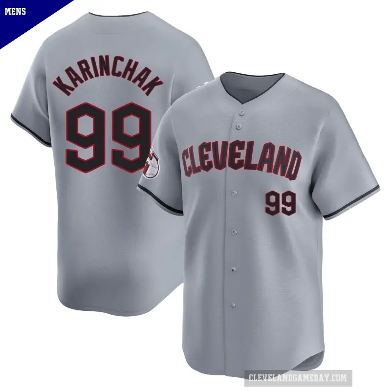 Men's No.99 James Karinchak Cleveland Guardians Gray Limited Road Jersey