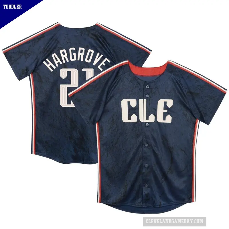 Toddler No.21 Mike Hargrove Cleveland Guardians Navy Limited Preschool & 2024 City Connect Jersey