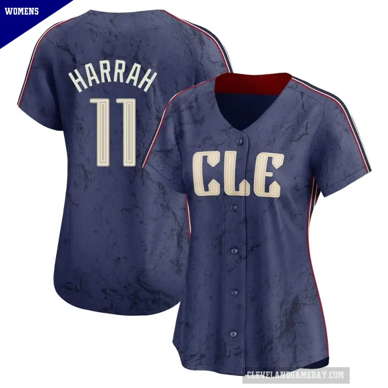 Women's No.11 Toby Harrah Cleveland Guardians Navy Limited 2024 City Connect Jersey