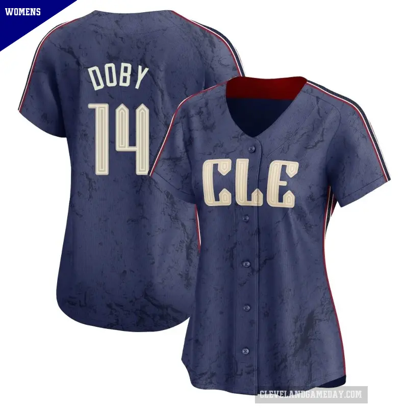 Women's No.14 Larry Doby Cleveland Guardians Navy Limited 2024 City Connect Jersey