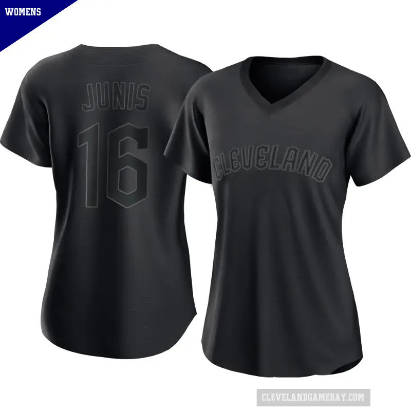 Women's No.16 Jakob Junis Cleveland Guardians Black Replica Pitch Fashion Jersey