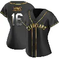Women's No.16 Jakob Junis Cleveland Guardians Gold Replica Black en Alternate Jersey