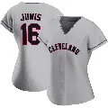 Women's No.16 Jakob Junis Cleveland Guardians Gray Replica Road Jersey