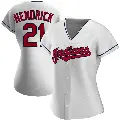 Women's No.21 George Hendrick Cleveland Guardians White Replica Home Jersey
