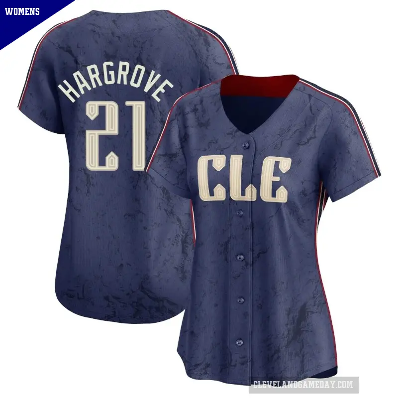 Women's No.21 Mike Hargrove Cleveland Guardians Navy Limited 2024 City Connect Jersey