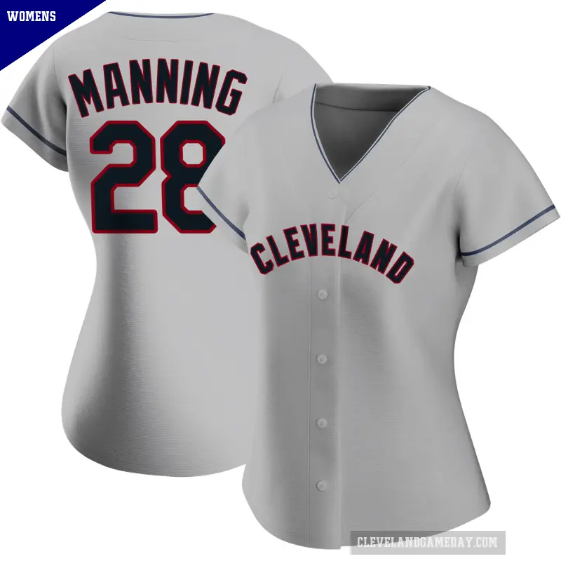 Women's No.28 Rick Manning Cleveland Guardians Gray Replica Road Jersey