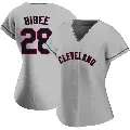 Women's No.28 Tanner Bibee Cleveland Guardians Gray Authentic Road Jersey