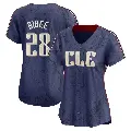 Women's No.28 Tanner Bibee Cleveland Guardians Navy Limited 2024 City Connect Jersey