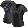 Women's No.28 Vada Pinson Cleveland Guardians Black Replica Holographic Alternate Jersey