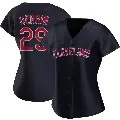 Women's No.29 Tim Herrin Cleveland Guardians Navy Replica Alternate Jersey