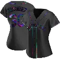 Women's No.30 Johnathan Rodriguez Cleveland Guardians Black Replica Holographic Alternate Jersey
