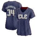 Women's No.34 Joe Charboneau Cleveland Guardians Navy Limited 2024 City Connect Jersey