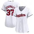 Women's No.37 Dennis Eckersley Cleveland Guardians White Limited Home Jersey