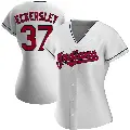 Women's No.37 Dennis Eckersley Cleveland Guardians White Replica Home Jersey