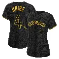 Women's No.4 Juan Uribe Cleveland Guardians Black Replica Snake Skin City Jersey