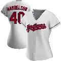 Women's No.40 Ken Harrelson Cleveland Guardians White Replica Home Jersey