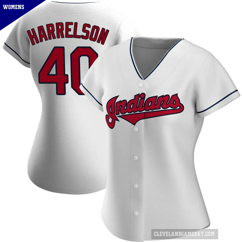 Women's No.40 Ken Harrelson Cleveland Guardians White Replica Home Jersey