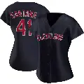Women's No.41 Carlos Santana Cleveland Guardians Navy Replica Alternate Jersey