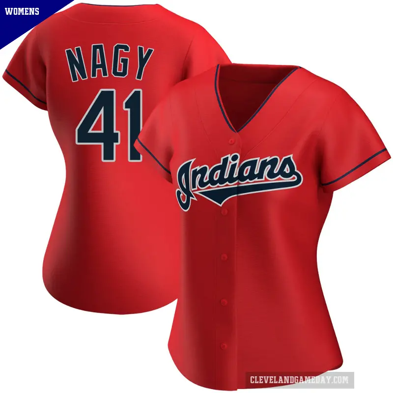 Women's No.41 Charles Nagy Cleveland Guardians Red Replica Alternate Jersey