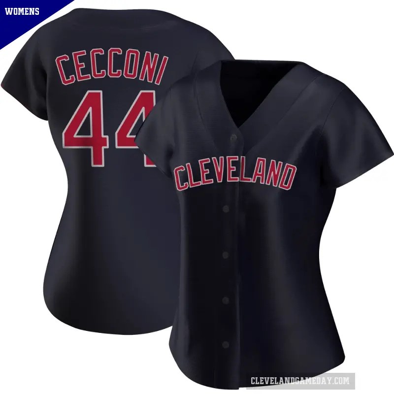 Women's No.44 Slade Cecconi Cleveland Guardians Navy Replica Alternate Jersey