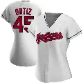 Women's No.45 Luis Ortiz Cleveland Guardians White Replica Home Jersey