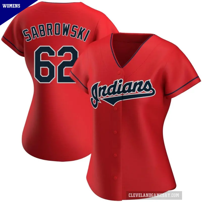 Women's No.62 Erik Sabrowski Cleveland Guardians Red Authentic Alternate Jersey