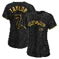 Women's No.7 Jake Taylor Cleveland Guardians Black Authentic Snake Skin City Jersey