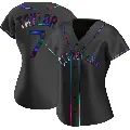 Women's No.7 Jake Taylor Cleveland Guardians Black Replica Holographic Alternate Jersey