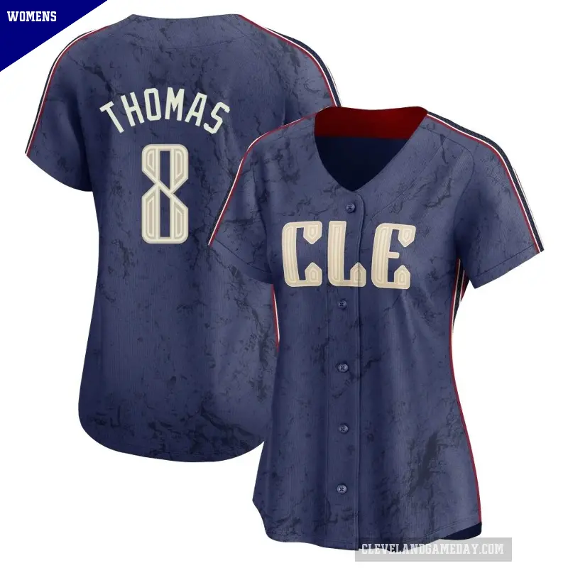 Women's No.8 Lane Thomas Cleveland Guardians Navy Limited 2024 City Connect Jersey