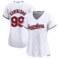 Women's No.99 James Karinchak Cleveland Guardians White Limited Home Jersey