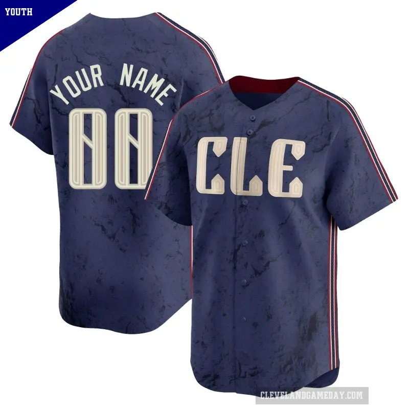 Youth No.00 Custom Cleveland Guardians Navy Limited 2024 City Connect Jersey