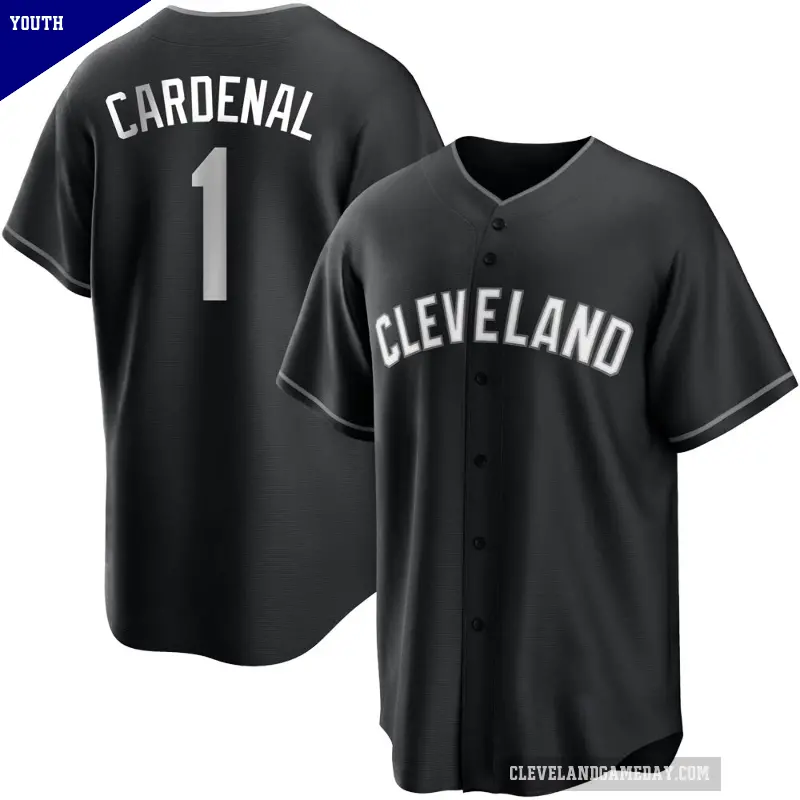Youth No.1 Jose Cardenal Cleveland Guardians Black/White Replica Jersey