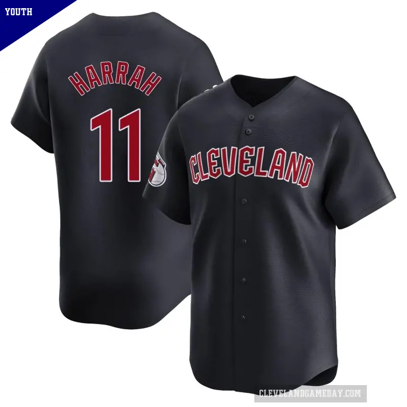 Youth No.11 Toby Harrah Cleveland Guardians Navy Limited Alternate Jersey