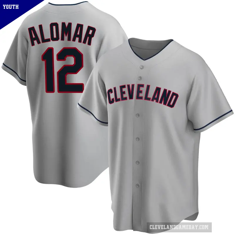 Youth No.12 Roberto Alomar Cleveland Guardians Gray Replica Road Jersey