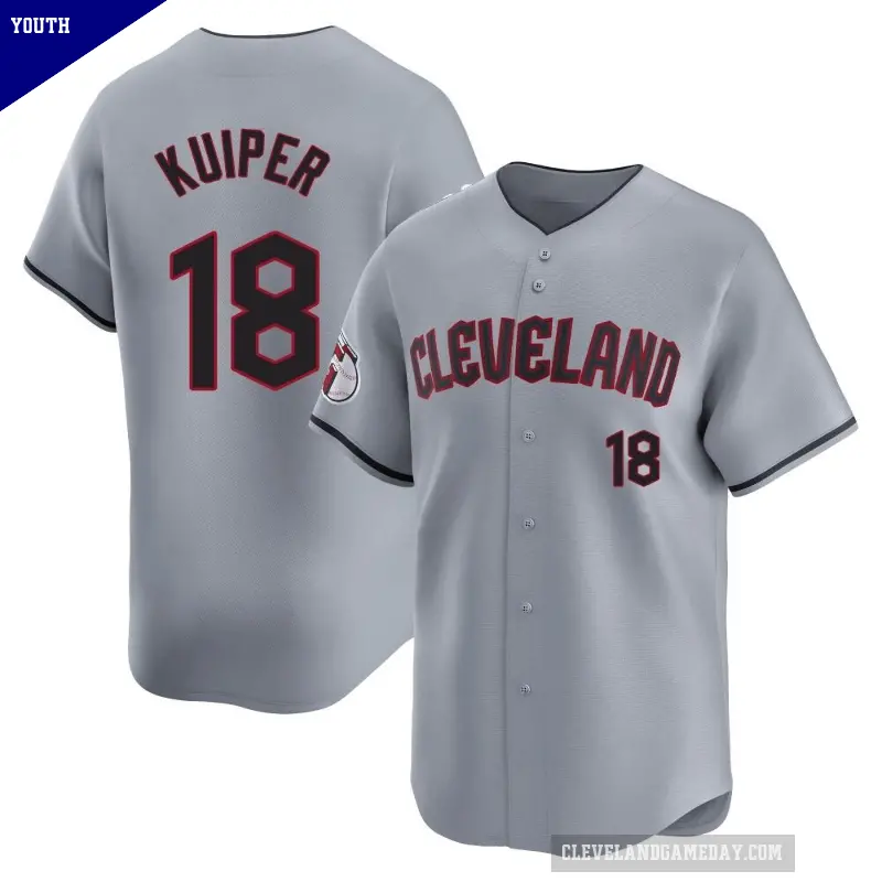 Youth No.18 Duane Kuiper Cleveland Guardians Gray Limited Road Jersey