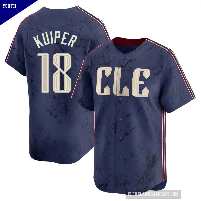 Youth No.18 Duane Kuiper Cleveland Guardians Navy Limited 2024 City Connect Jersey