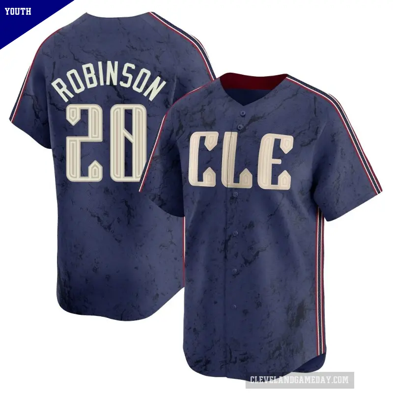 Youth No.20 Eddie Robinson Cleveland Guardians Navy Limited 2024 City Connect Jersey