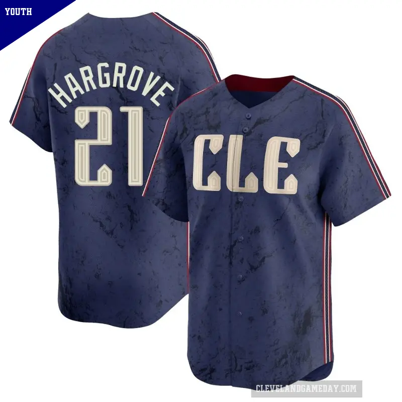 Youth No.21 Mike Hargrove Cleveland Guardians Navy Limited 2024 City Connect Jersey