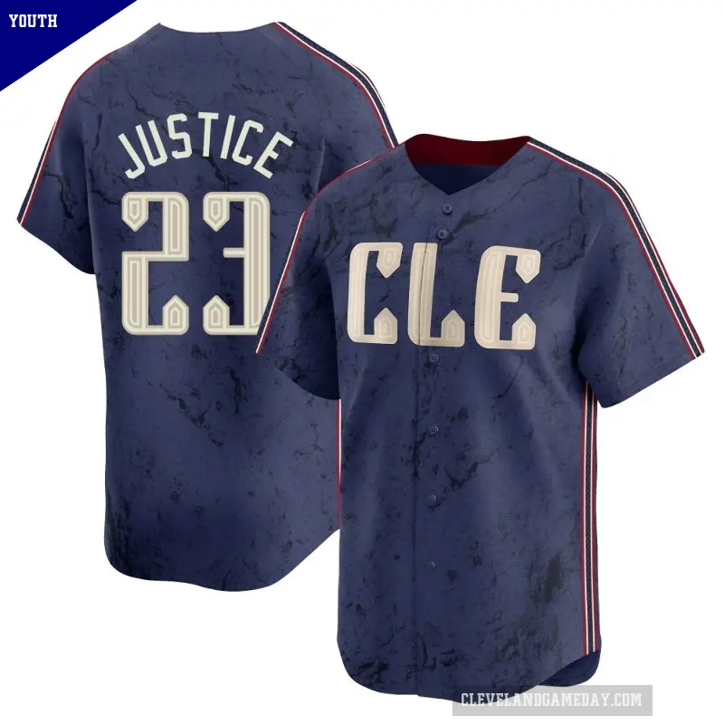 Youth No.23 David Justice Cleveland Guardians Navy Limited 2024 City Connect Jersey