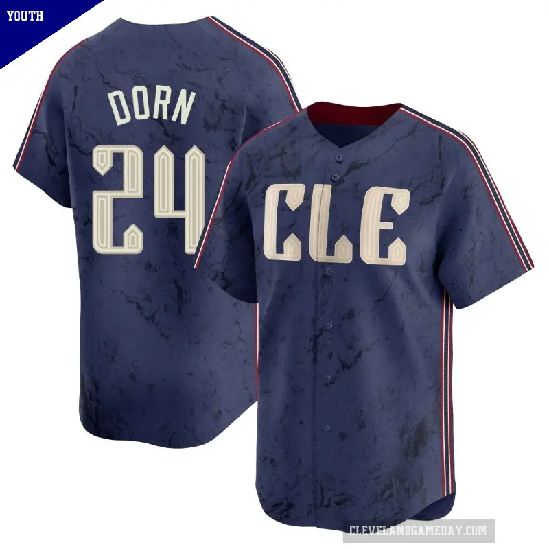 Youth No.24 Roger Dorn Cleveland Guardians Navy Limited 2024 City Connect Jersey