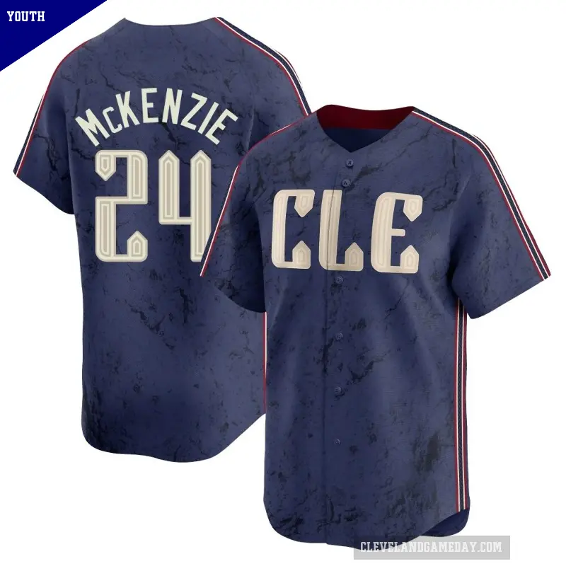 Youth No.24 Triston McKenzie Cleveland Guardians Navy Limited 2024 City Connect Jersey
