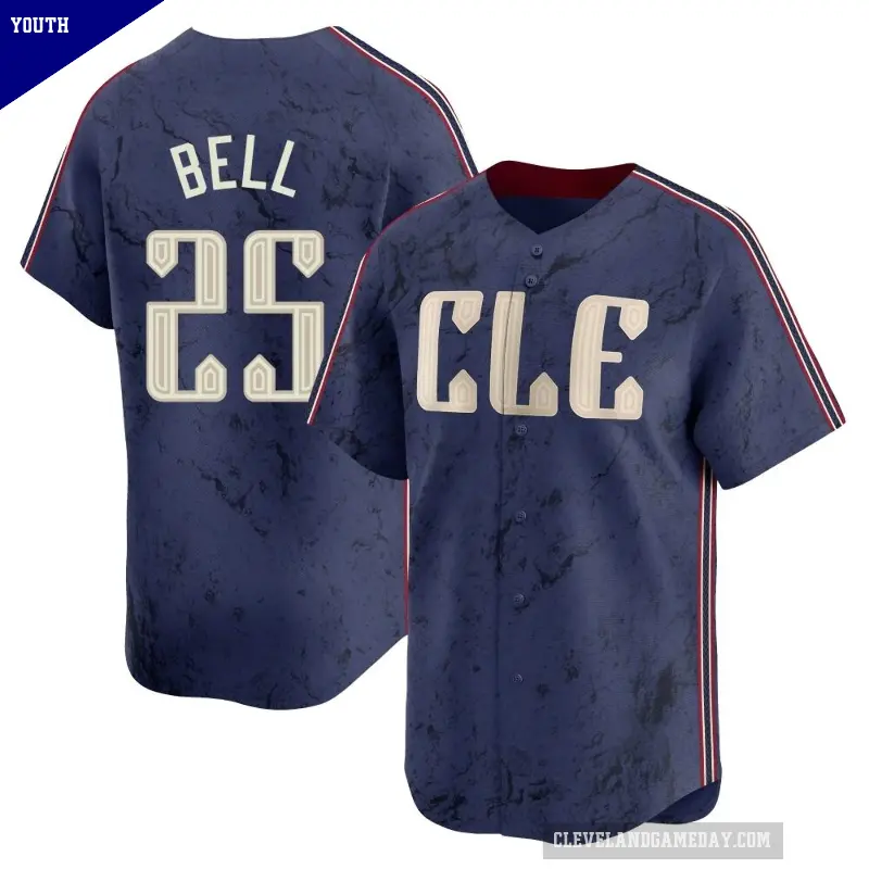 Youth No.25 Buddy Bell Cleveland Guardians Navy Limited 2024 City Connect Jersey