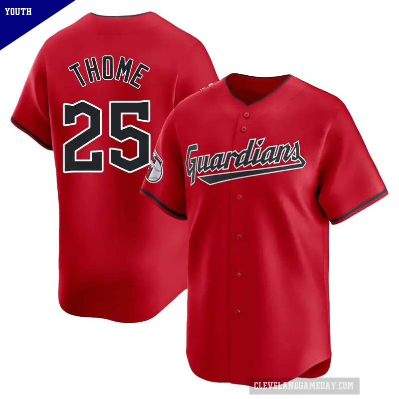 Youth No.25 Jim Thome Cleveland Guardians Red Limited Alternate Jersey