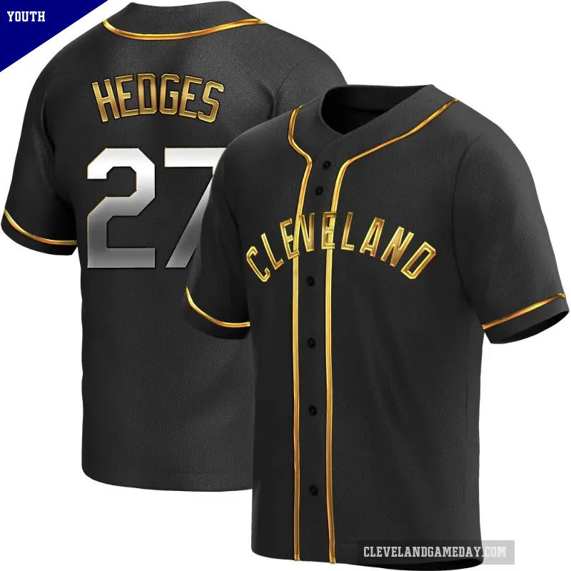 Youth No.27 Austin Hedges Cleveland Guardians Gold Replica Black en Alternate Jersey