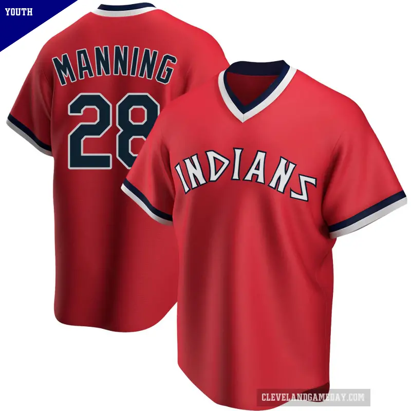 Youth No.28 Rick Manning Cleveland Guardians Red Replica Road Cooperstown Collection Jersey