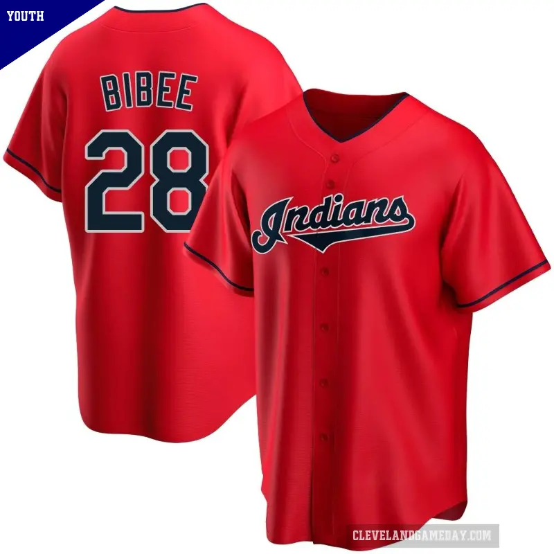 Youth No.28 Tanner Bibee Cleveland Guardians Red Replica Alternate Jersey