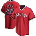 Youth No.28 Tanner Bibee Cleveland Guardians Red Replica Road Cooperstown Collection Jersey