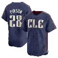Youth No.28 Vada Pinson Cleveland Guardians Navy Limited 2024 City Connect Jersey
