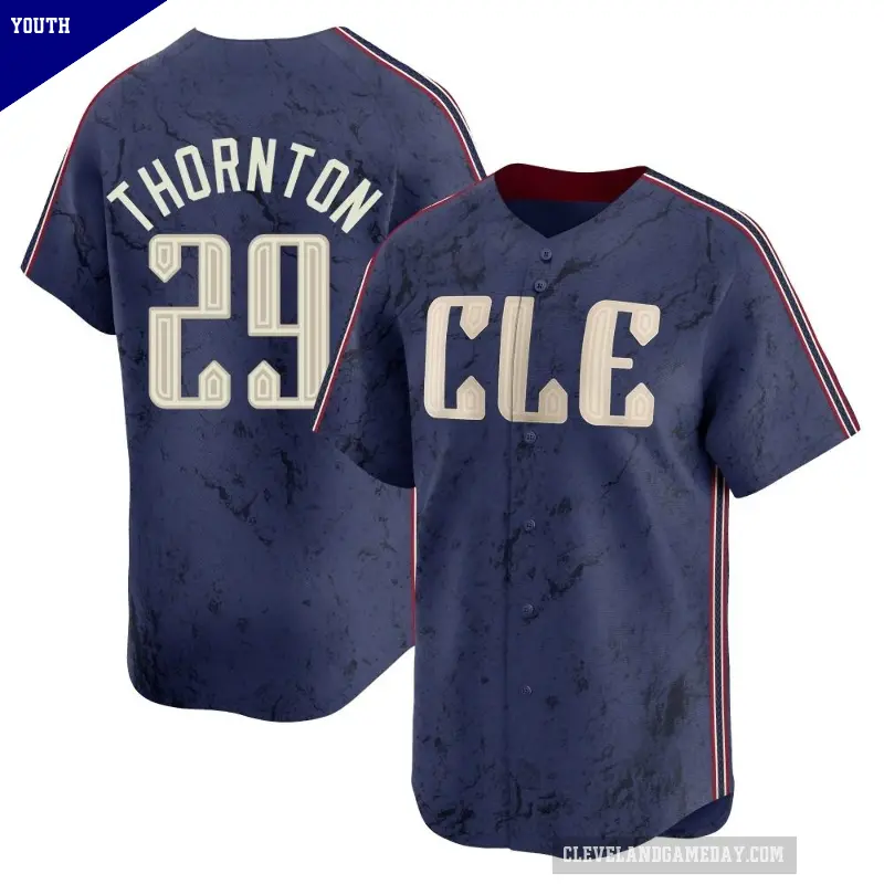 Youth No.29 Andre Thornton Cleveland Guardians Navy Limited 2024 City Connect Jersey