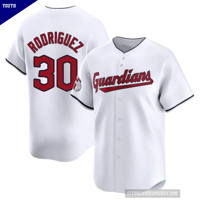 Youth No.30 Johnathan Rodriguez Cleveland Guardians White Limited Home Jersey